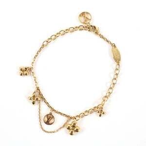 LOUIS VUITTON Gold Monogram Charm Bracelet